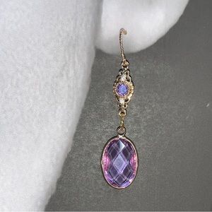 Hand Crafted Boho Light Purple June Alexandrite Drop Earrings CZ Baroque